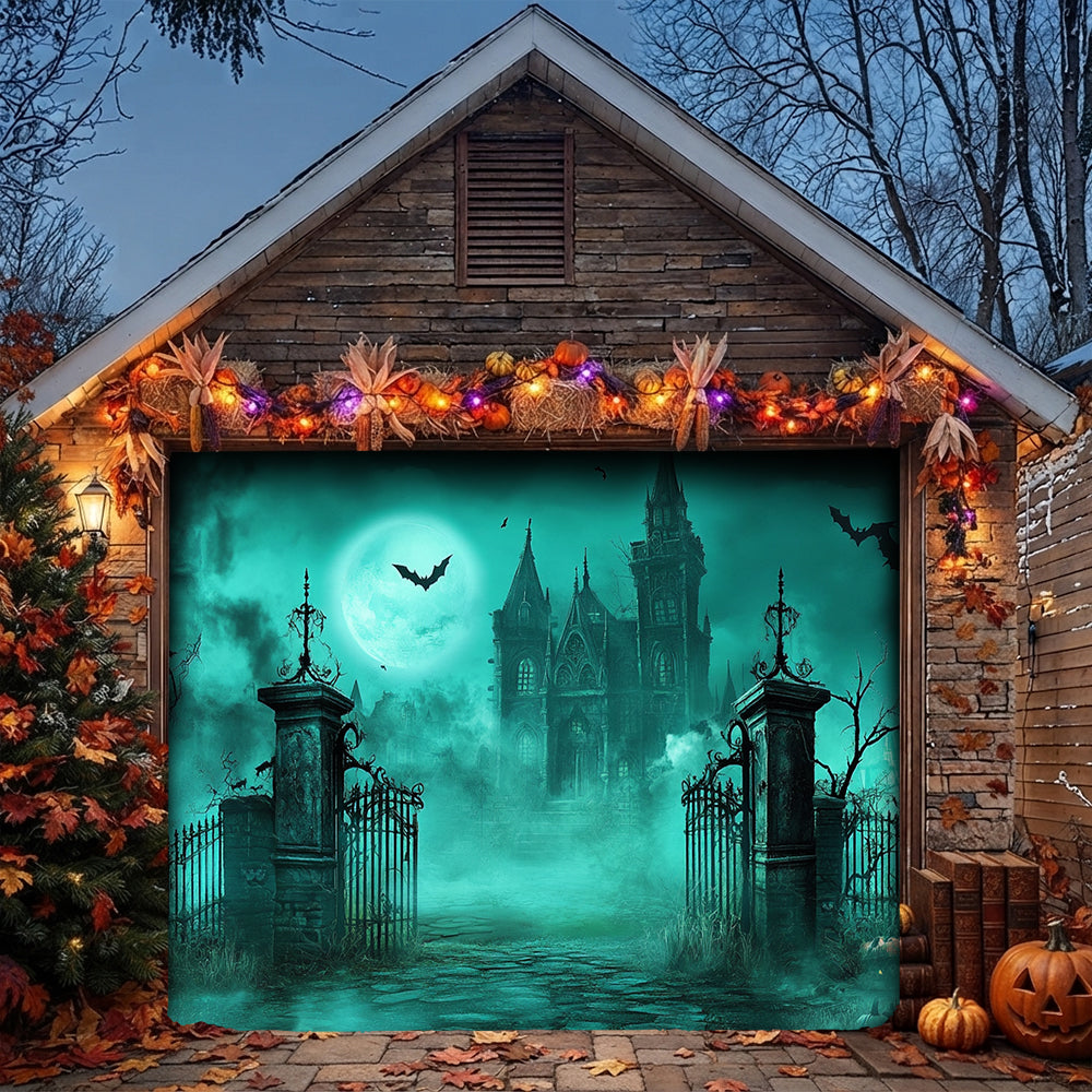 Halloween Garage Door Banner Decoration Haunted Cemetery Gate