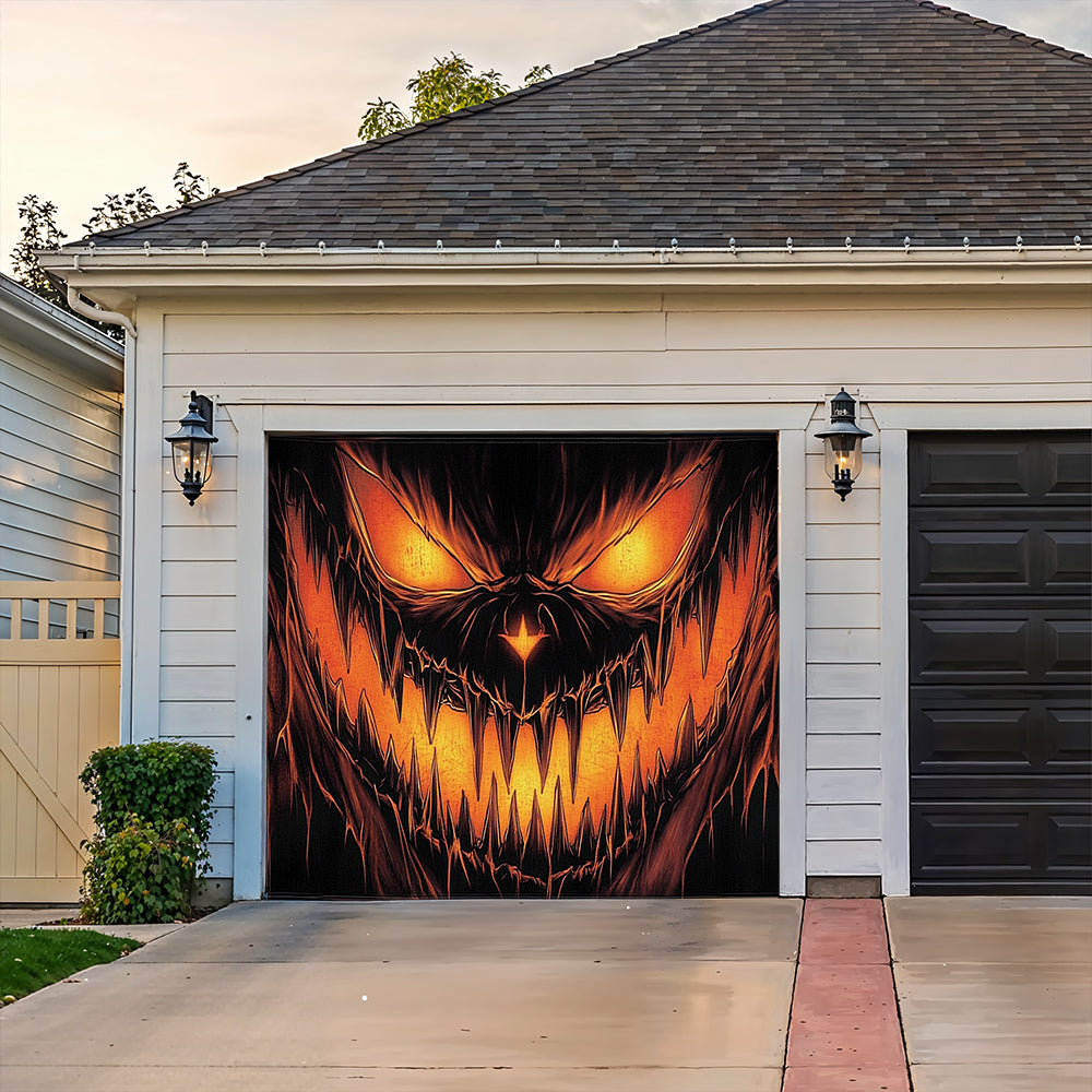 Halloween Garage Door Banner Decoration Dark Jack-O'-Lantern