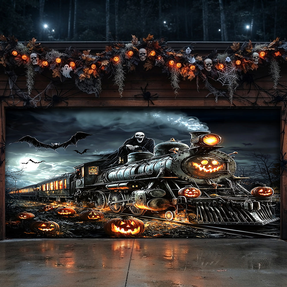 Halloween Garage Door Banner Decoration Halloween Ghost Train