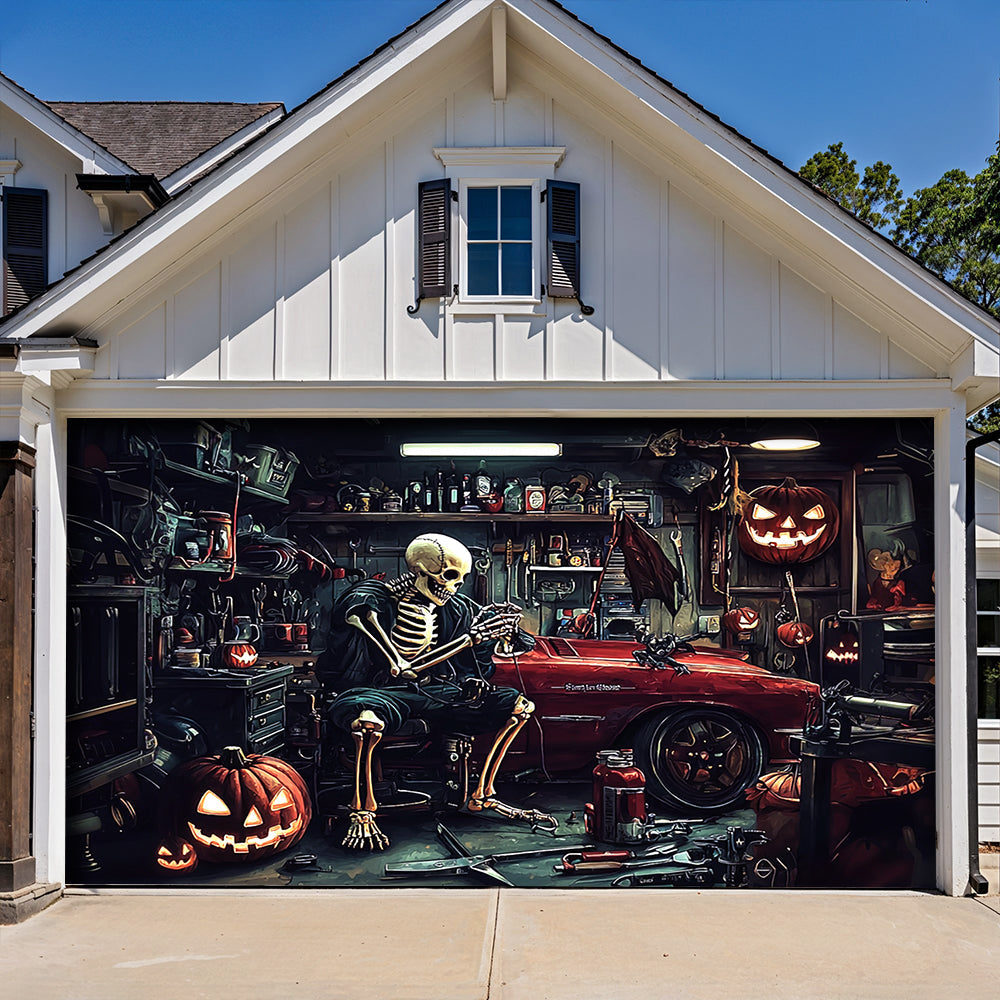 Lorva Halloween Garage Door Banner Decoration Motor Garage