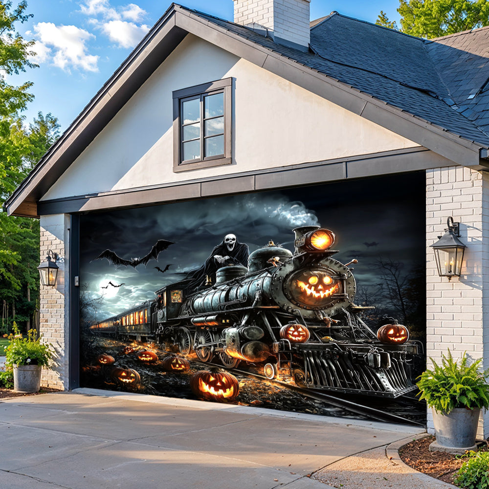 Halloween Garage Door Banner Decoration Halloween Ghost Train