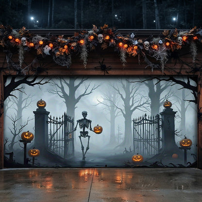 Garage Door Banner Decoration Death Skull Gate