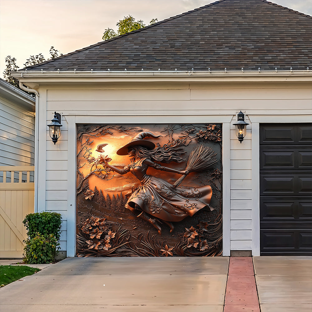Witch Garage Door Banner Decoration Halloween Moonflower Witches
