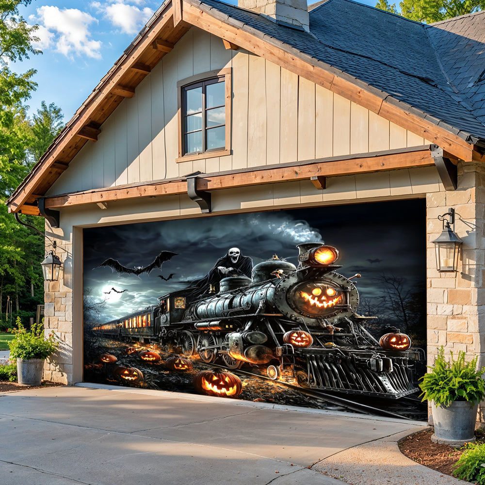 Halloween Garage Door Banner Decoration Halloween Ghost Train