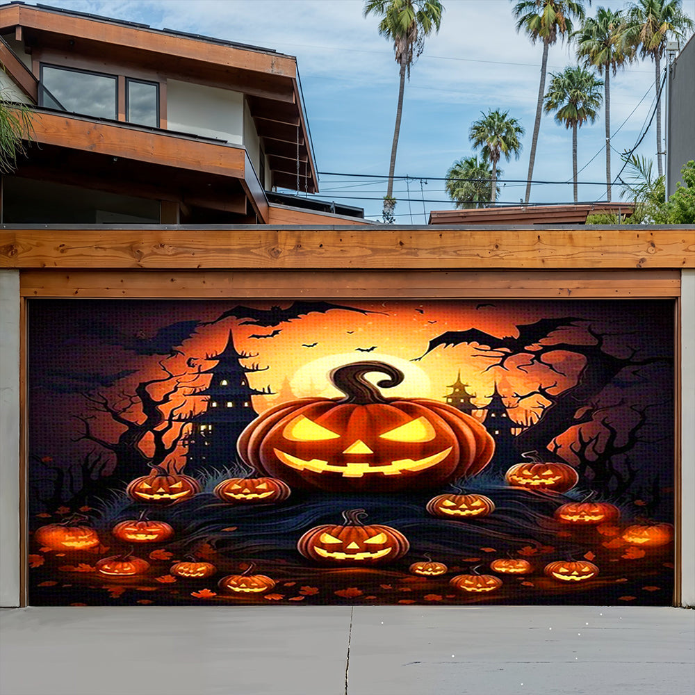 Halloween Garage Door Banner Decoration Pumpkin House