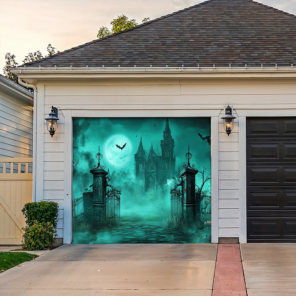 Halloween Garage Door Banner Decoration Haunted Cemetery Gate