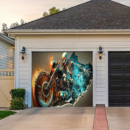 Halloween Garage Door Banner Decoration The Grim Biker