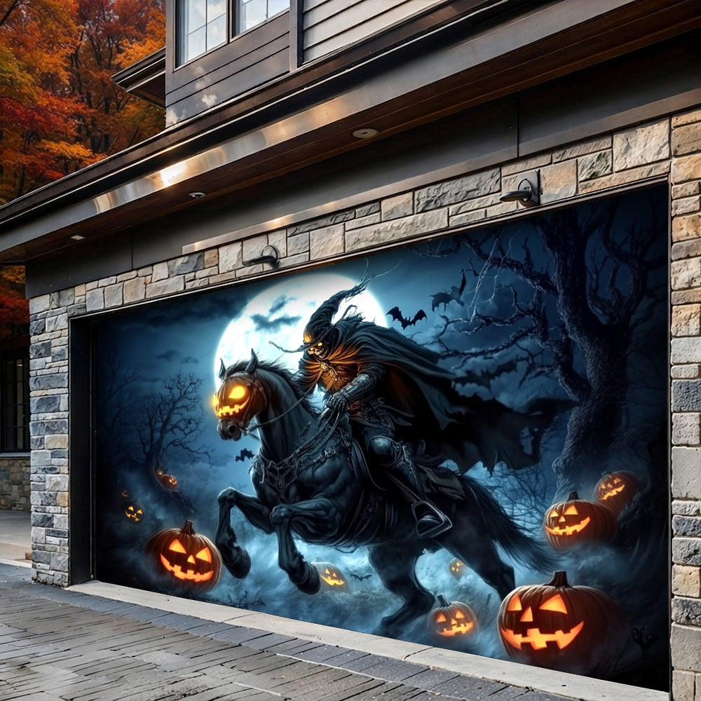 Halloween Garage Door Banner Decoration The Headless Horseman Returns