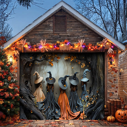Witch Garage Door Banner Decoration Autumn Witch Gathering